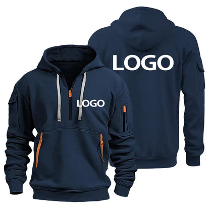 Sweat-shirt de sport européen pour hommes, ample et décontracté, avec fermeture éclair, poche sur le bras, personnalisé avec votre Logo, veste à capuche à épaules tombantes, pull