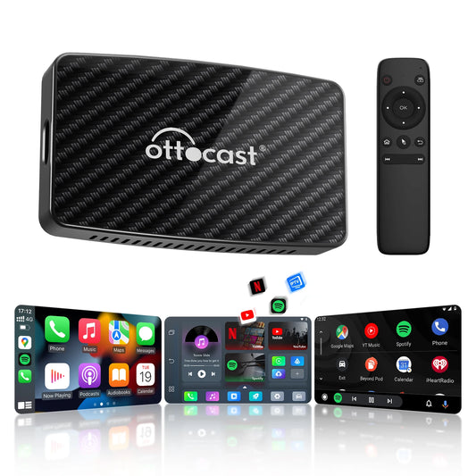 Ottocast Play2Video Pro sans fil pour lecteur multimédia d'origine, système 3 en 1, Netflix & YouTube, Carplay, boîte AI pour VW