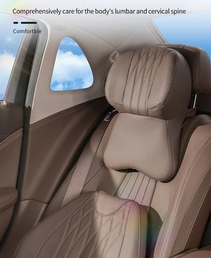High Quality Universal Car Headrest Cushion Car Seat Neck Pillow Perforated Leather Breathable Lumbar Support Car Pillow