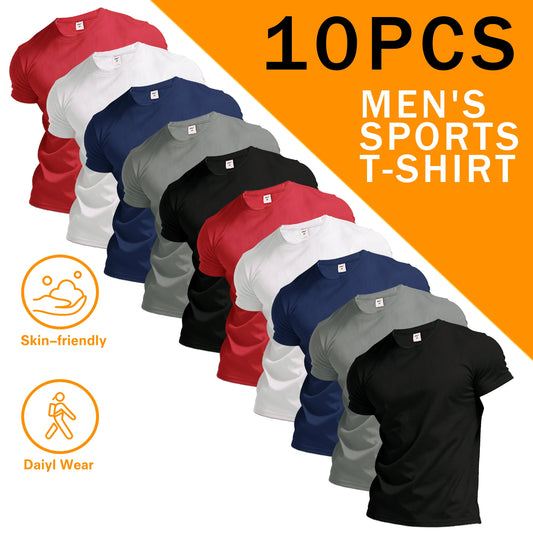 10 pièces hommes séchage rapide à manches courtes salle de sport course évacuation de l'humidité col rond T-Shirt exercice d'entraînement Sport chemise hauts léger