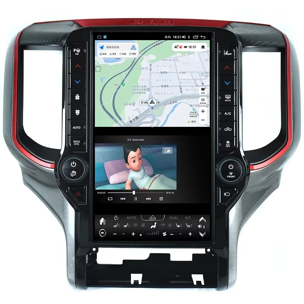 Autoradio Android 13 de 13.6 pouces, pour Dodge RAM 1500 2500 3500 2019 ~ 2022, lecteur multimédia stéréo automatique, écran tactile, unité principale GPS