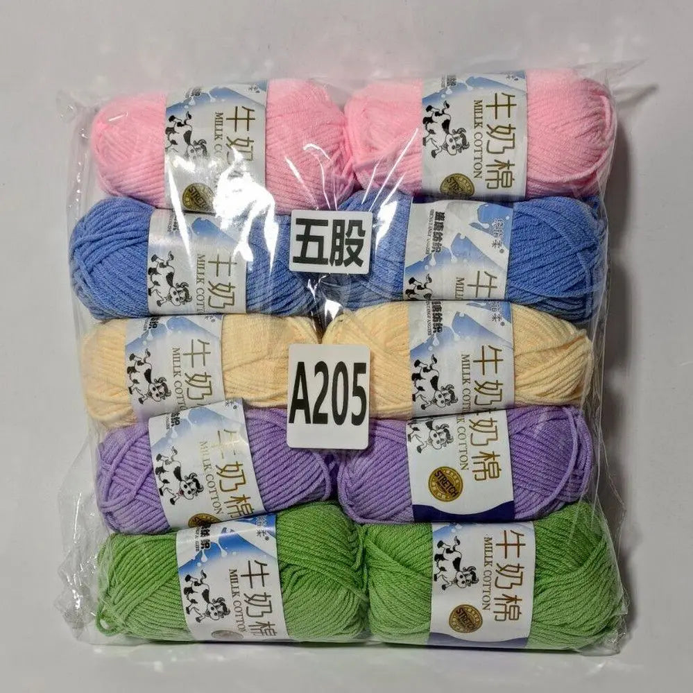 Fil de coton au lait de couleurs mélangées, 10 pièces, 500g, 5 plis, ensemble de fils au Crochet doux, fleurs tricotées à la main, fils peignés artisanaux au Crochet