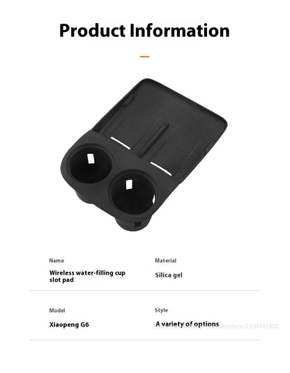 Xiaopeng-Coussin en silicone de charge sans fil, intérieur de protection, contrôle central, tasse à eau, adapté pour Xpeng G6