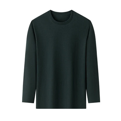 T-Shirt à manches longues et col rond pour hommes, couleur unie, en coton, confortable, respirant, haut décontracté, différentes couleurs, été