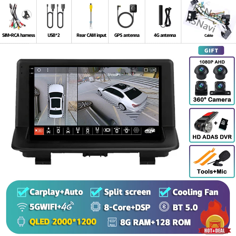 Android 15 sans fil CarPlay Auto autoradio pour Audi Q3 2012-2018 DSP lecteur vidéo multimédia GPS stéréo Autoradio unité principale WIFI
