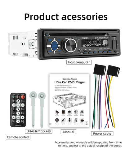 BQCC-Lecteur DVD/CD/VCD universel pour voiture, 1 Din, AI Voice BT, USB TF, entrée AUX, radio RDS, localiser une protection de câblage, EQ, stéréo