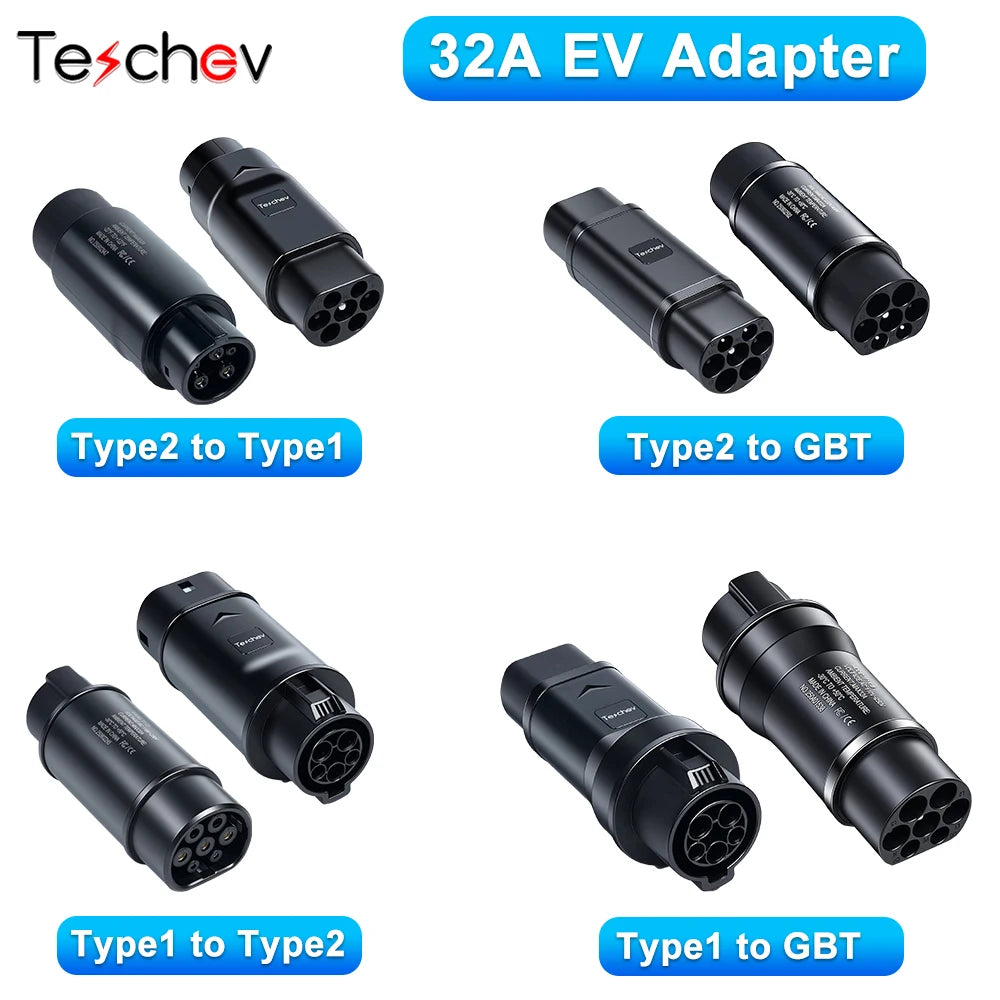 Adaptateur de Type 1 à Type 2, chargeur de véhicule électrique, adaptateur AC de Type 2 à Type 1, convertisseur de charge GB/T EVSE pour voitures électriques