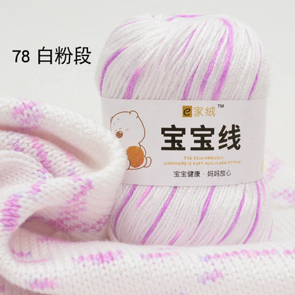 Fil spécifique pour bébé 50g, coton de lait protéiné en soie, fil de matériel de poupée de pull de chapeau tissé à la main, doux pour la peau avec une élasticité
