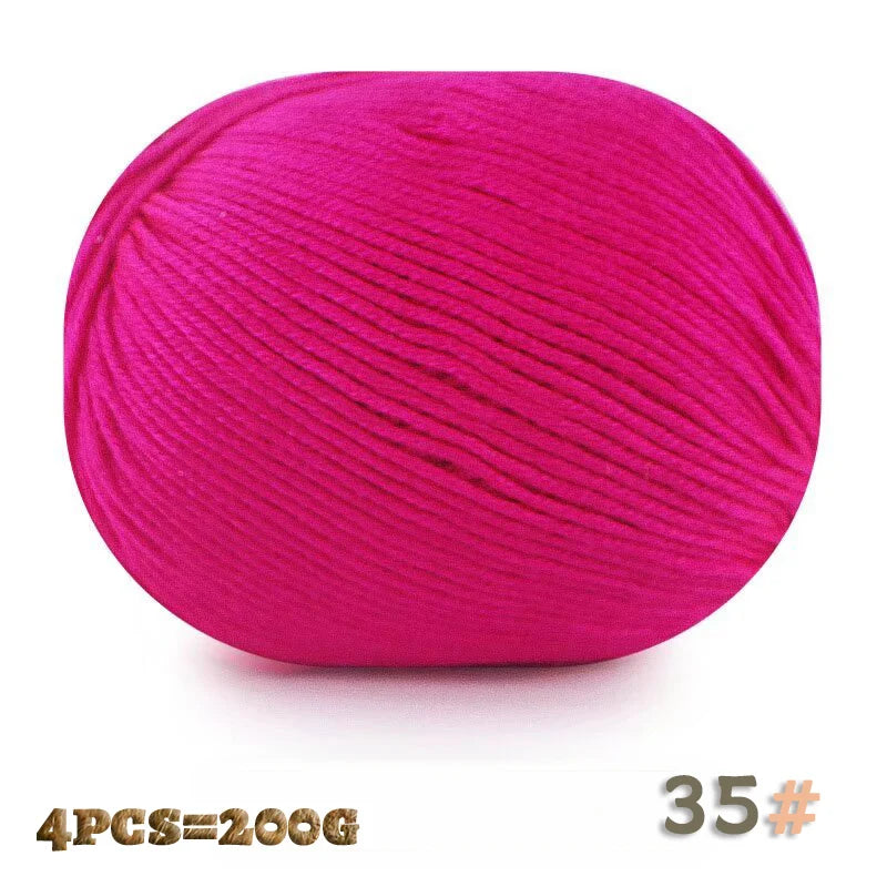 200 g 6 brins de boules de fil doux tricotées faites à la main d'épaisseur moyenne pour la fabrication de pulls, chapeaux, foulards, gants, chaussures en fil, boules de fil doux, 1 pièce = 4 boules = 200 grammes