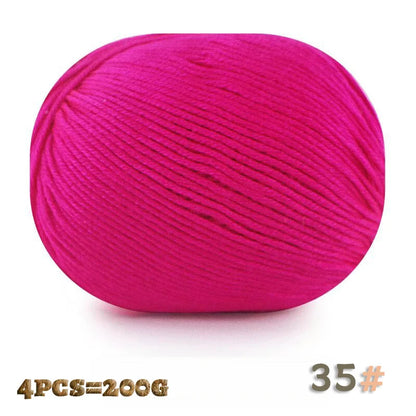 200 g 6 brins de boules de fil doux tricotées faites à la main d'épaisseur moyenne pour la fabrication de pulls, chapeaux, foulards, gants, chaussures en fil, boules de fil doux, 1 pièce = 4 boules = 200 grammes