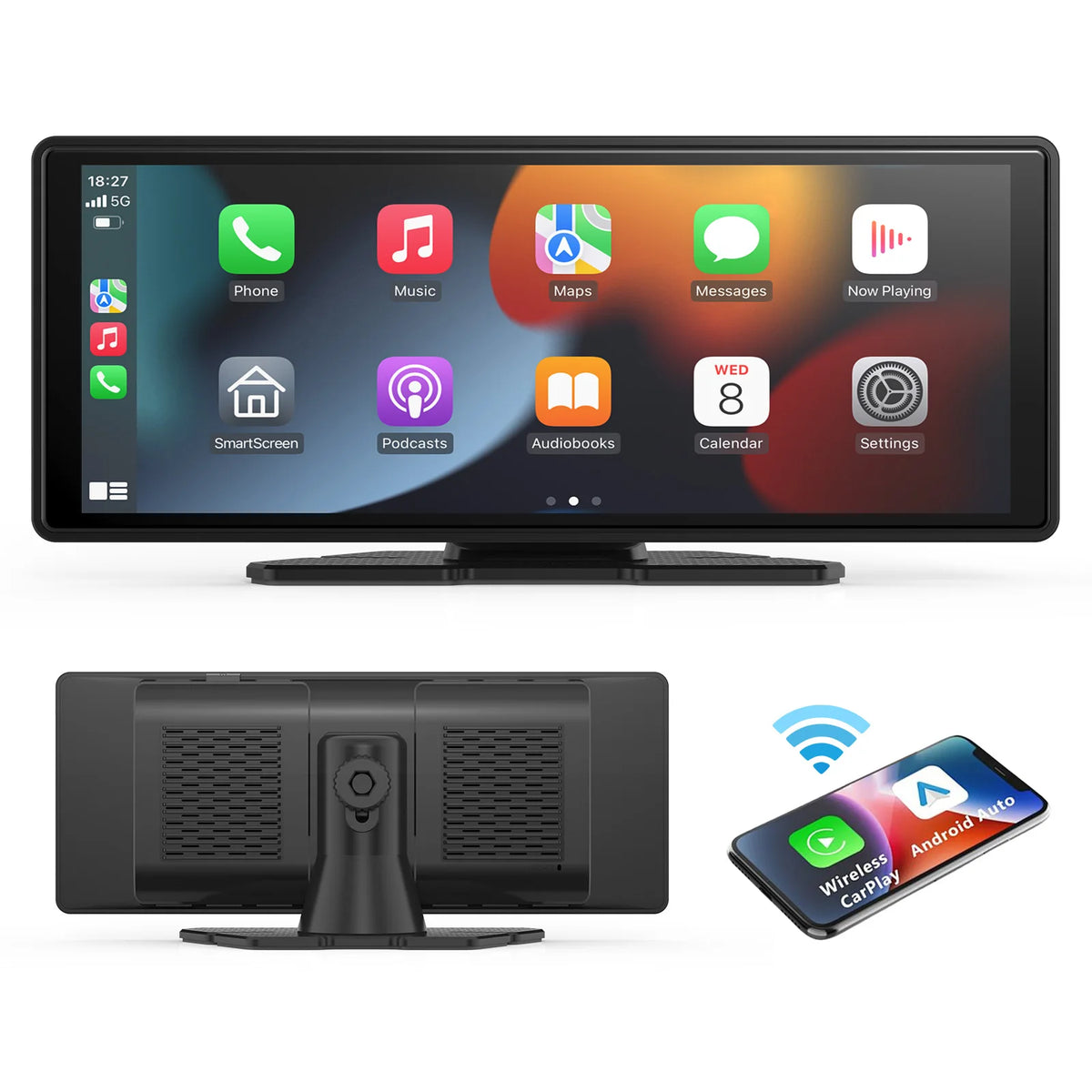 Carplay portable universel pour écran de voiture, écran Carplay sans fil stéréo de voiture sans fil avec Carplay Android Auto, écran tactile de voiture