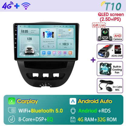 Srnubi Qualcomm 8 Core autoradio pour Peugeot 107 Toyota Aygo citroën C1 2005 - 2014 2 Din lecteur multimédia Android Carplay