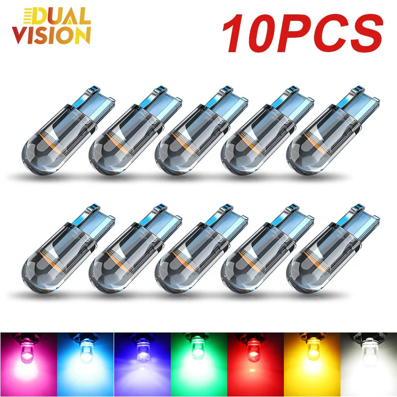 10 pièces nouveau W5W LED Canbus T10 lumières de voiture pièces intérieures en verre ampoules blanc rouge bleu Auto plaque d'immatriculation lampe dôme feux de lecture 6000K