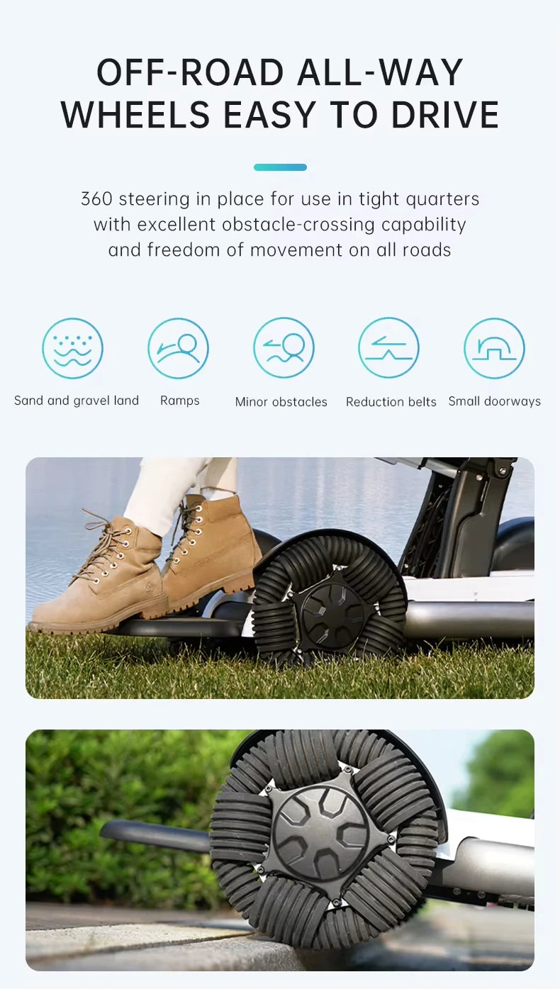 Fauteuil roulant électrique tout terrain pliant automatique Intelligent avec batterie amovible fauteuil roulant de contrôle sans fil pour le