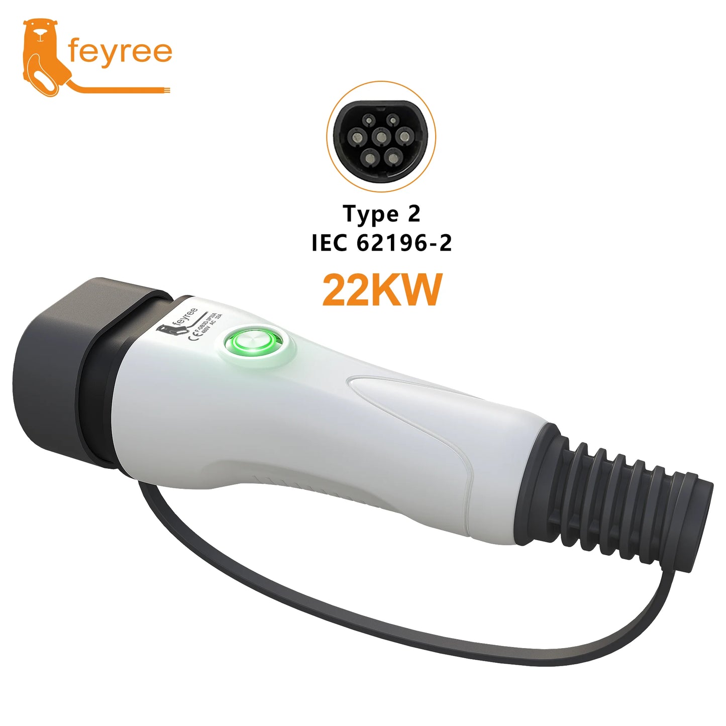 Fey123-قابس شاحن Vope2 EV، وظيفة إيقاف بلمسة واحدة، قابس شاحن لجانب السيارة، محطة شحن للمركبات الكهربائية، 16 أمبير، 32 أمبير