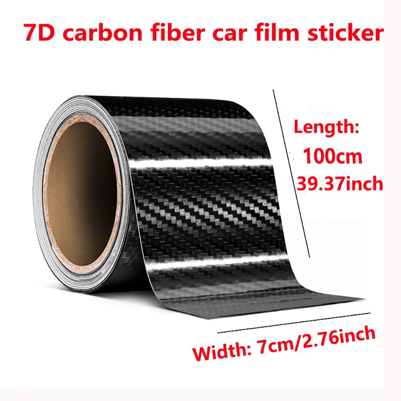 Autocollant 7D en Fiber de carbone de 7cm de largeur, protections de pédale de bienvenue pour porte automobile, protecteur anti-rayures arrière de voiture, autocollant de Film de pare-chocs style de voiture