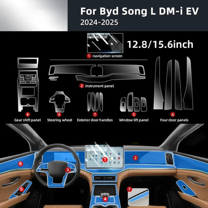 Film protecteur TPU pour l'intérieur de la voiture, anti-rayures, pour BYD Song L DM-iEV 2024 2025, autocollants transparents de protection automobile, accessoires
