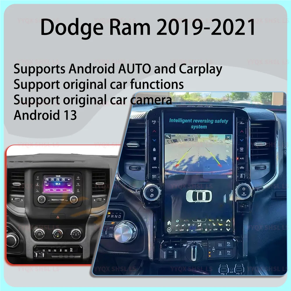 Autoradio Android13 à écran tactile, pour Dodge Ram 2019 – 2021, GPS, Carplay, lecteur vidéo multimédia, stéréo, Navigation, casque, 13.6 pouces