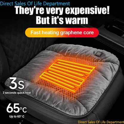 Coussin chauffant de voiture en graphène, coussin de siège en peluche d'hiver, coussin unique électrique USB chaud universel monté sur véhicule 12V, 1 pièce