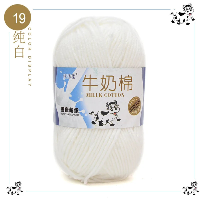 Fil à tricoter en coton au lait, 5 brins, 50g, pour bricolage de sacs de poupée, fil, écharpe, chaussettes