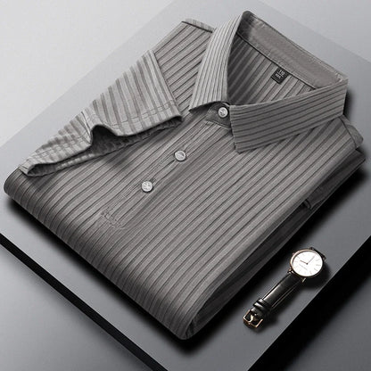 2025 nouveaux hommes décontracté mode rayé à manches courtes col Polo respirant et confortable été polyvalent T-shirt