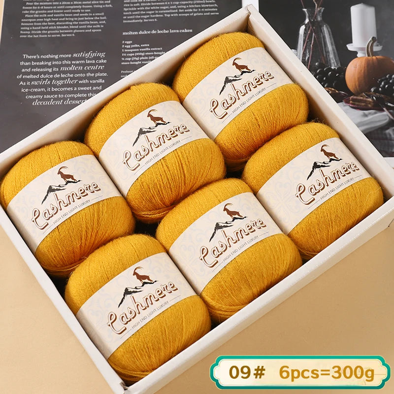 Fil de laine fine pure cachemire 300g, matériel de bricolage tissé à la main, aiguilles à tricoter, pulls chauds, pulls, foulards, boules de fil