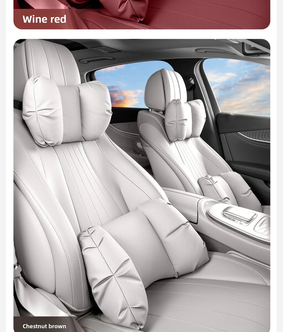 Coussin de tête de siège auto universel de haute qualité, oreiller de nuque en cuir perforé respirant, support lombaire pour voiture