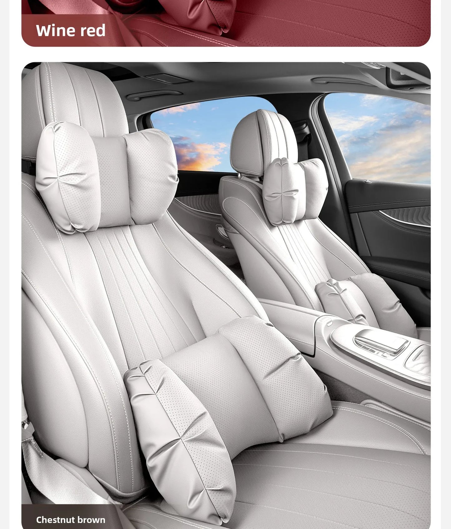 Coussin de tête de siège auto universel de haute qualité, oreiller de nuque en cuir perforé respirant, support lombaire pour voiture