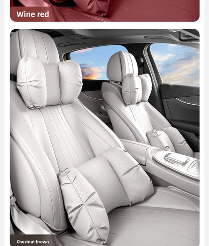 Coussin de tête de siège auto universel de haute qualité, oreiller de nuque en cuir perforé respirant, support lombaire pour voiture