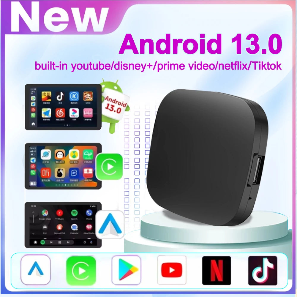 Android 13 TV Box Smart CarPlay Ai Box Wifi sans fil Android Auto magasin de jeu intégré pour voitures CarPlay OEM YouTube Netflix