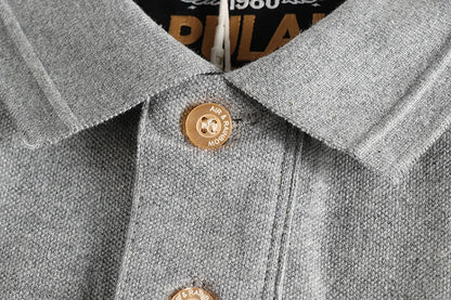 T-shirt rétro américain à manches courtes pour hommes, Polo à revers de couleur unie, à la mode, 100% coton, hauts d'affaires décontractés