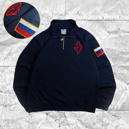 Y2K Vintage Epstein brodé sweat col montant quart de fermeture éclair pull surdimensionné décontracté sport Streetwear hommes unisexe