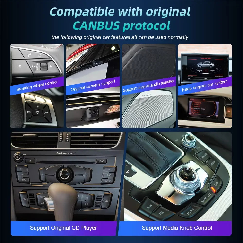 Carplay sans fil Android 14, 12.3, pour Audi A4 A5 Q5 B9 2017 2016 – 2023, écran tactile IPS, WIFI, multimédia, stéréo, récepteur GPS Navi