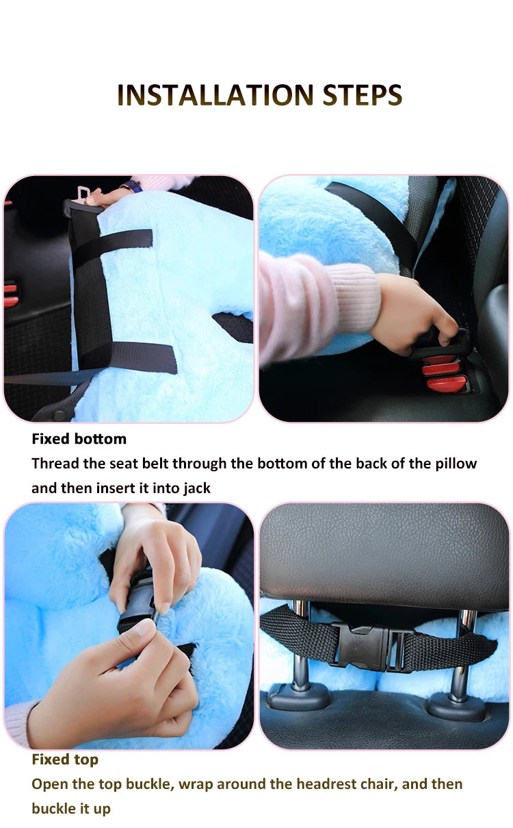 Oreiller de voiture ceintures de sécurité oreillers couverture voiture enfants voyage oreillers de couchage ceinture de sécurité automatique coussin en peluche épaulière Animal mignon