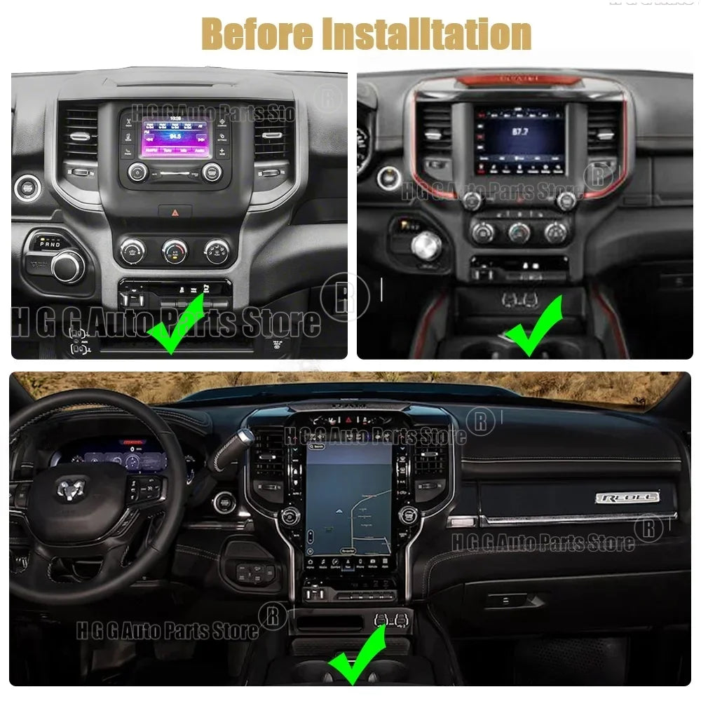 Pour Dodge Ram 2019-2024 stéréo GPS Navigation Android lecteur vidéo multimédia grand écran Qled tête Uint Auto Radio sans fil Carplay