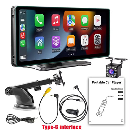 Autoradio Carplay universel, écran 10.26 pouces, lecteur vidéo multimédia WIFI, écran Carplay sans fil + caméra 12LED pour Apple ou Android