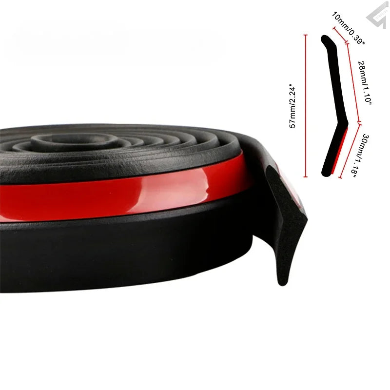 Autocollants de décoration de Protection des lèvres de becquet avant de pare-chocs de voiture de 2.5M protecteurs universels en caoutchouc