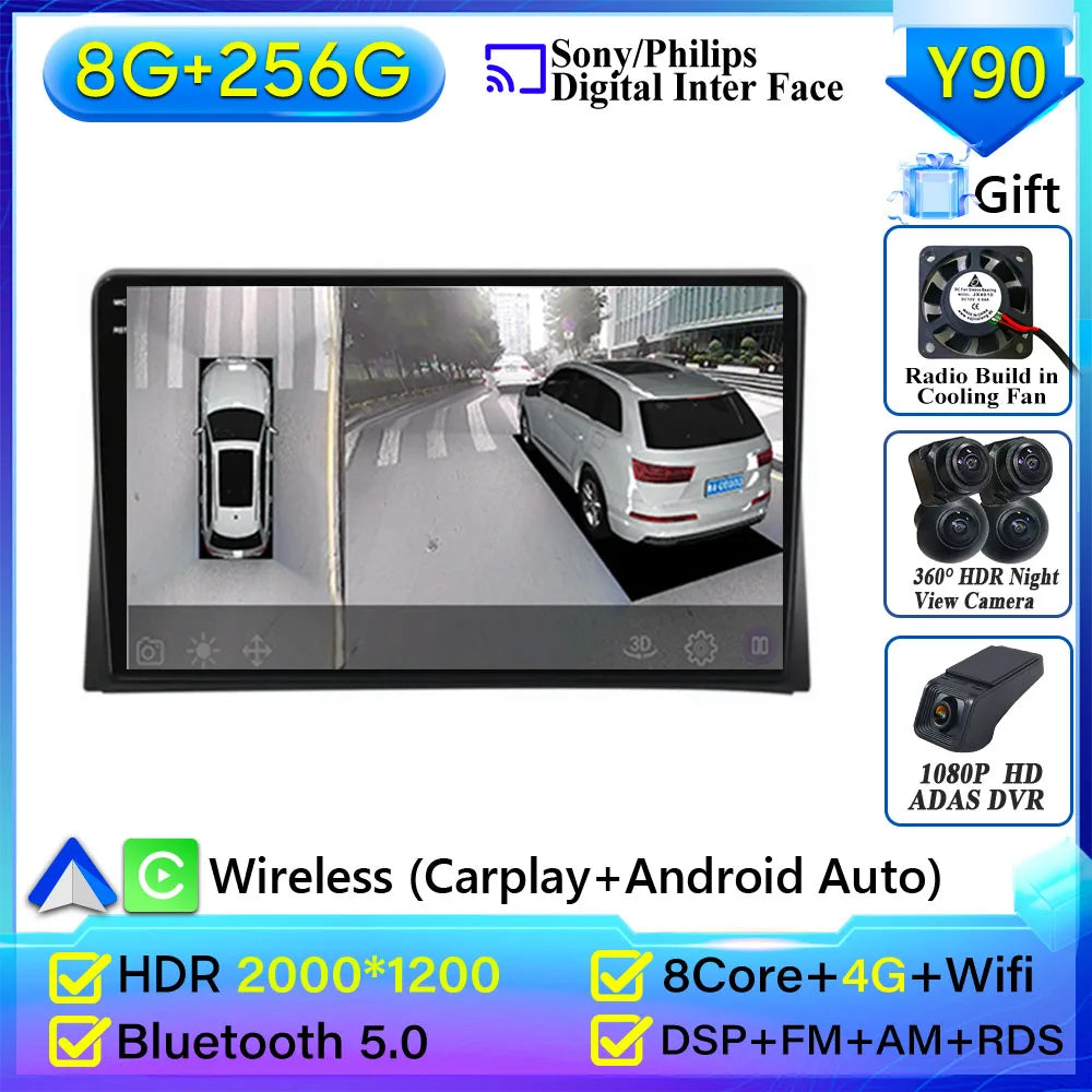 Pour Volkswagen Multivan T5 2003 2004 -2015 autoradio Carplay Navigation GPS Android Auto Android 15 affichage stéréo No 2din WiFi