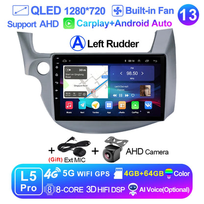 LEHX-Autoradio L6 Pro Android 14, 4G, Carplay, DVD, Stéréo, 2 DIN, Unité Centrale, Limitation GPS, pour Voiture HONDA FIT JAZZ (2007-2013)