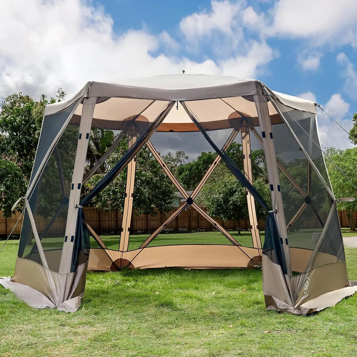Tente Pop-up avec Moustiquaire pour le Camping 11,5 x 9,8 pi, Abri Instantané avec Filet, Abri Portable pour