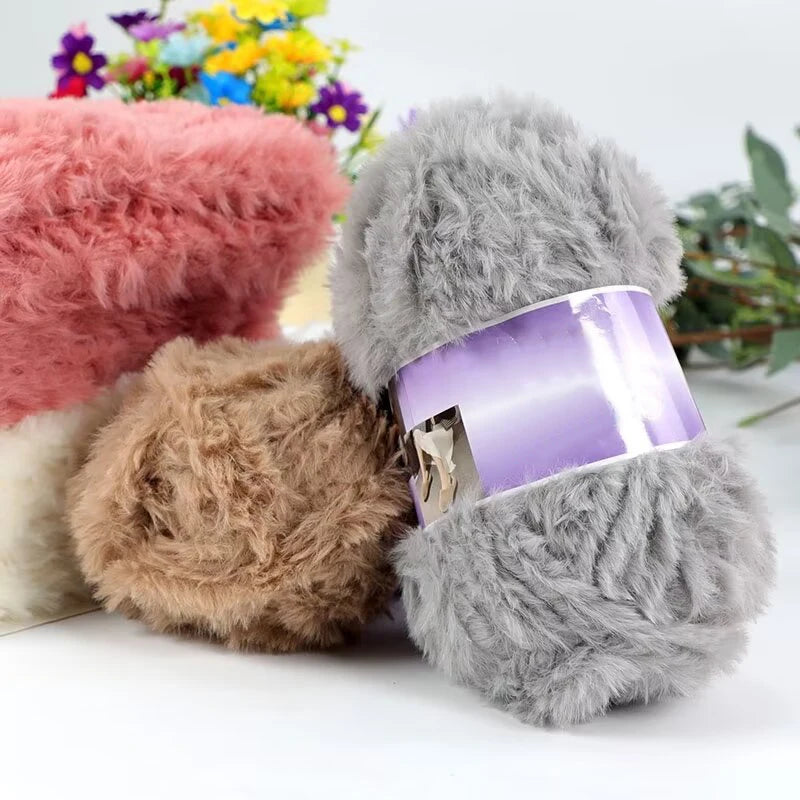 Fil de fausse fourrure 200g pour tricoter des pantoufles, des pulls chauds, des écharpes et des chapeaux faits à la main