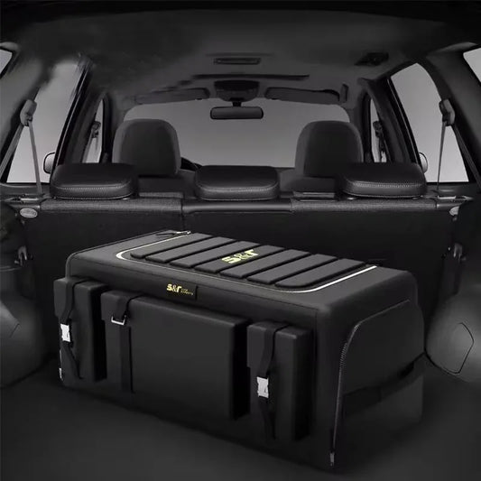 Organisateur de rangement de coffre de voiture avec couvercle, organisateur universel de coffre de voiture, boîte de rangement de 70l, organisateur pliant en tissu Oxford