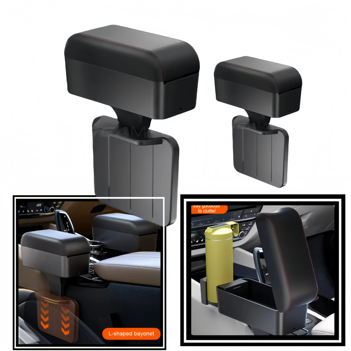 Organisateur de rangement pour console centrale de voiture, plateau relevable réglable en hauteur, support de coude pour accoudoir, compatible SUV et berline, avec porte-gobelet