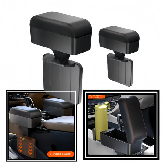 Organisateur de rangement pour console centrale de voiture, plateau relevable réglable en hauteur, support de coude pour accoudoir, compatible SUV et berline, avec porte-gobelet