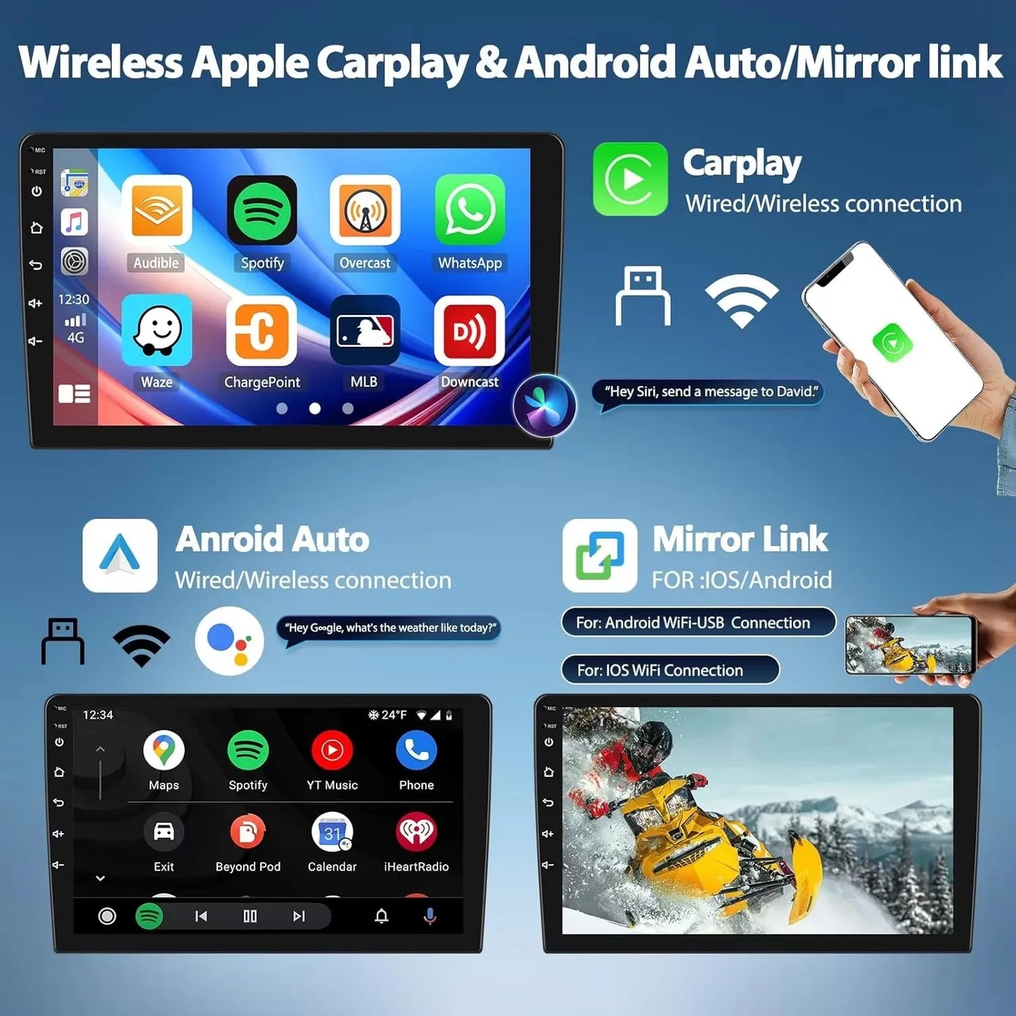 Android 15 sans fil CarPlay Auto autoradio pour Audi Q3 2012-2018 DSP lecteur vidéo multimédia GPS stéréo Autoradio unité principale WIFI