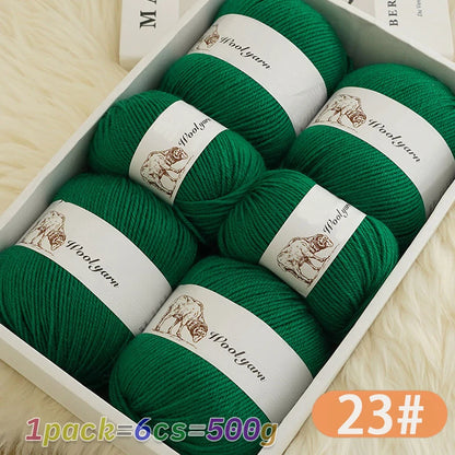 Fil de laine moyen de couleur Pure, 500g, à la mode, Simple, chaud, fait à la main, adapté aux écharpes à tricoter, pulls, gants, chapeaux