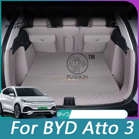 Tapis de coffre de voiture pour BYD Atto 3 Yuan Plus EV 2024 2025 2026, sacs de rangement de protection de coffre, doublure de chargement, accessoires d'intérieur de voiture