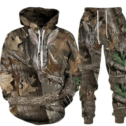 Camouflage plante chasse animale impression 3D sweats à capuche pantalons ensembles hommes sweats pantalons de survêtement deux pièces costumes survêtement hommes vêtements