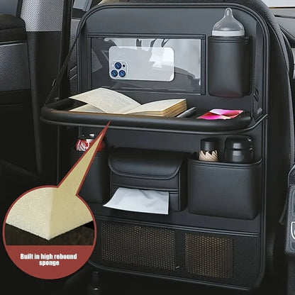 Sac de rangement pour dossier de siège de voiture, 1 pièce, grande capacité, multi-poches, organisateur de siège arrière, Table à manger pliable, plateau de tablette, sac suspendu