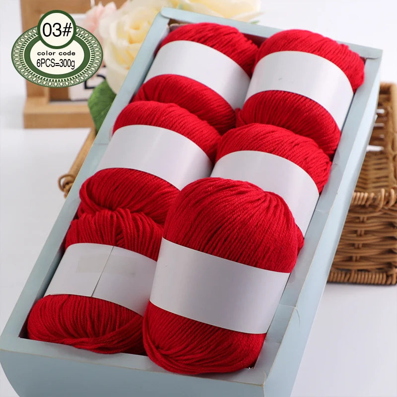 Fil de mélange de soie de luxe 6 pièces/ensemble, 50g chacun, fil à tricoter doux adapté aux pulls, couvertures et écharpes pour bébé, plusieurs couleurs